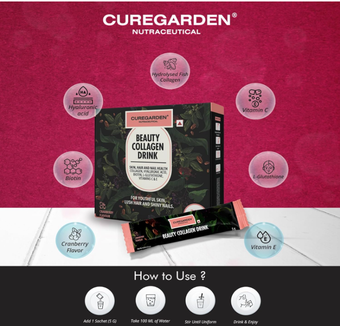 Curegarden Beauty Collagen Drink-Marine Collagen & Antioxidant Blend · 5g Sachets