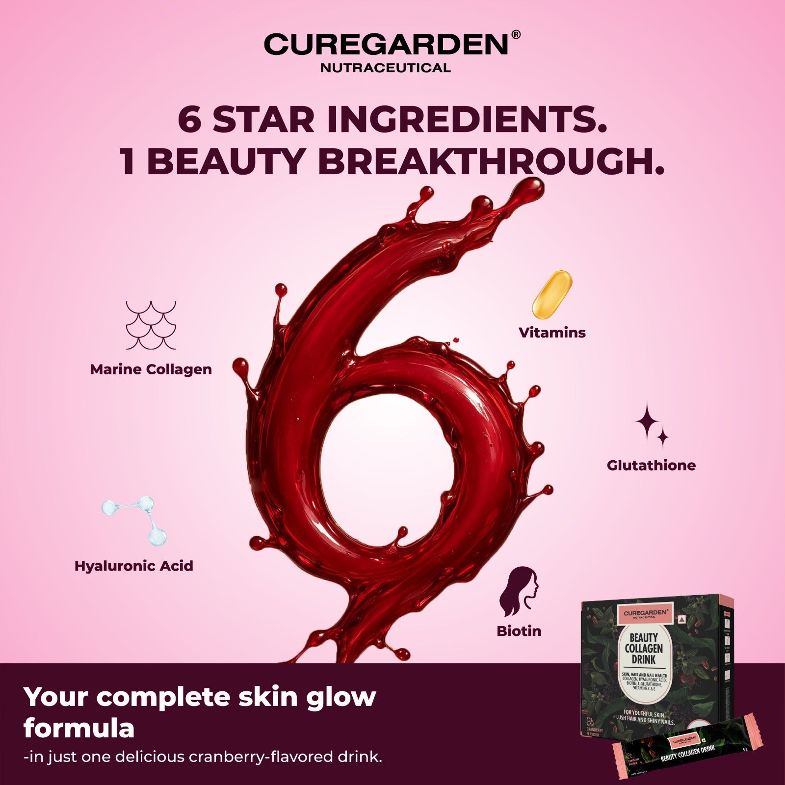 Curegarden Beauty Collagen Drink-Marine Collagen & Antioxidant Blend · 5g Sachets