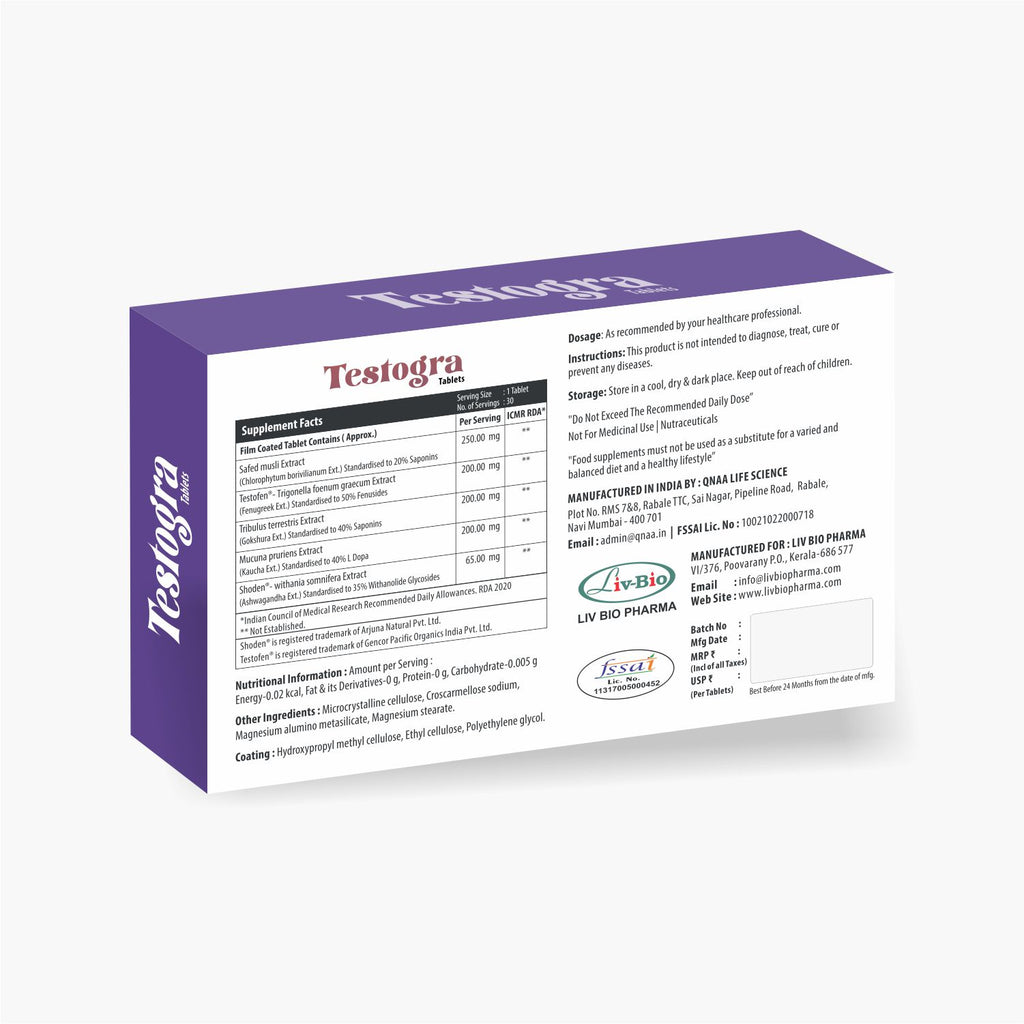 Testogra: Premium Testosterone & Vitality Booster for Men(Pack of 30)