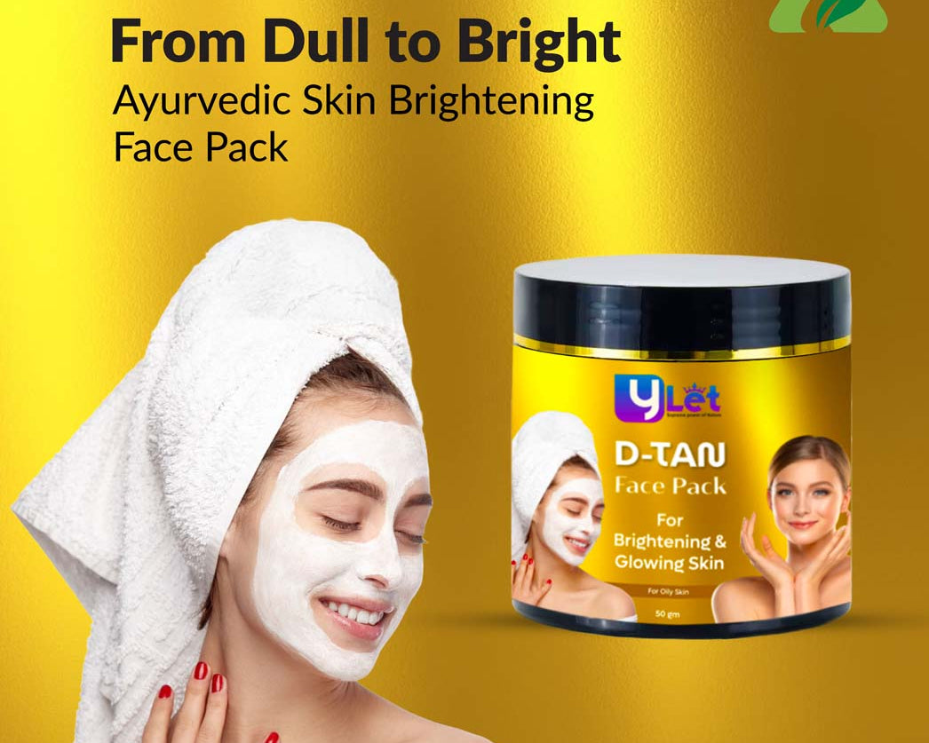 yLet D-Tan Face Pack lifestyle image with product packaging
